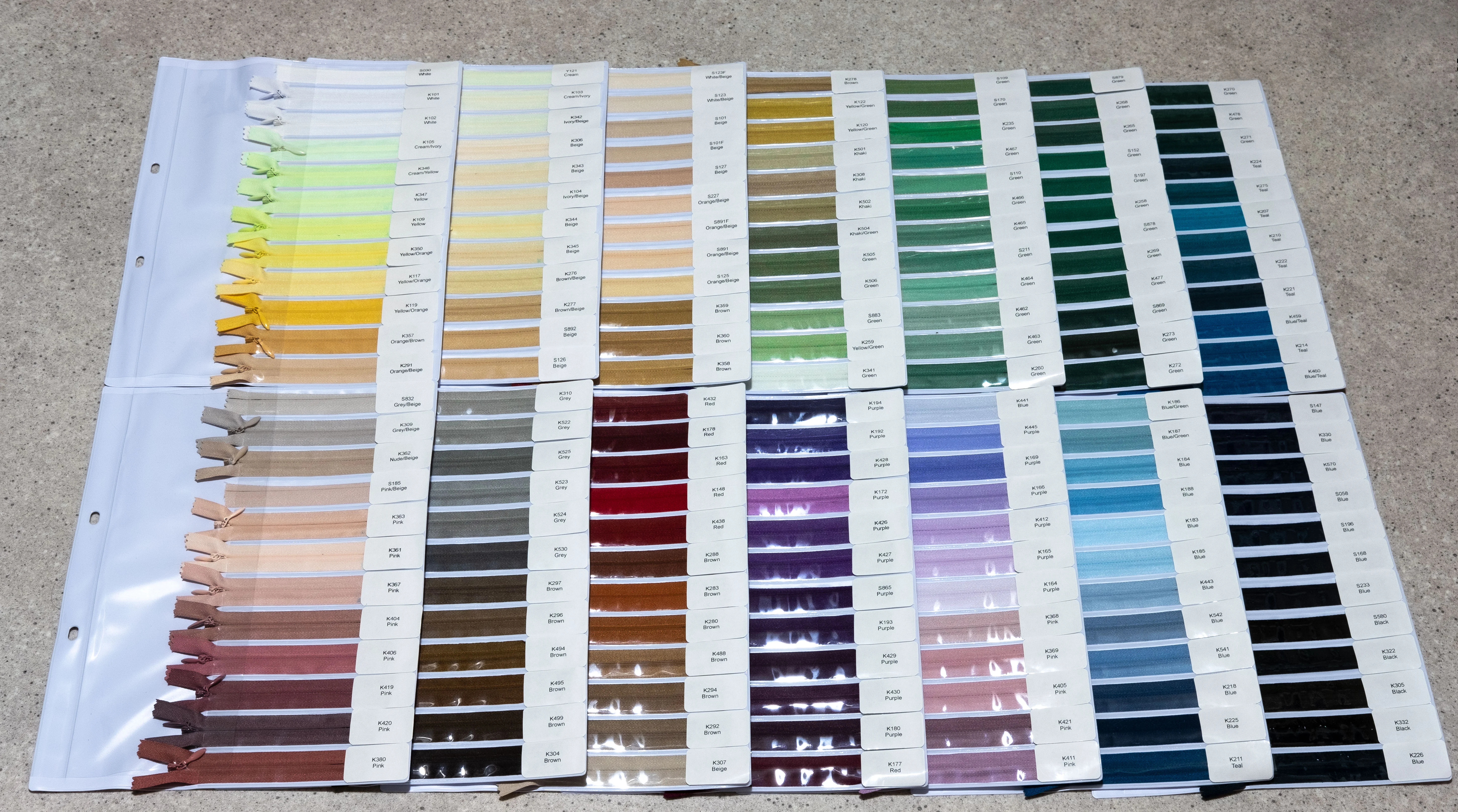 Our zip swatches are here to help you choose and match zip colours with more confidence before placing your order.